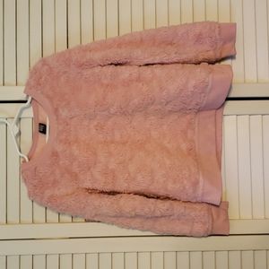 Pink fuzzy pull over